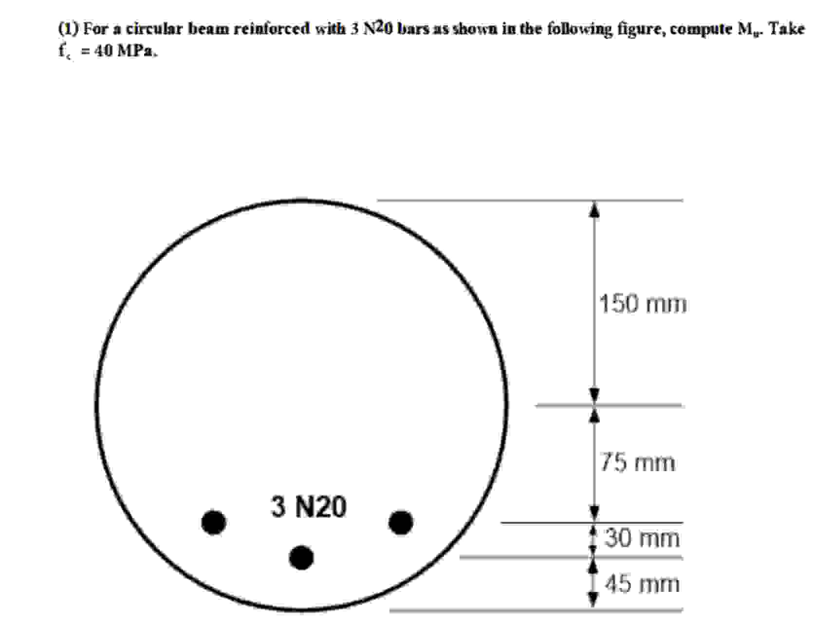 ( 1 ) For a circular beam reinforced with 3 N 2 0