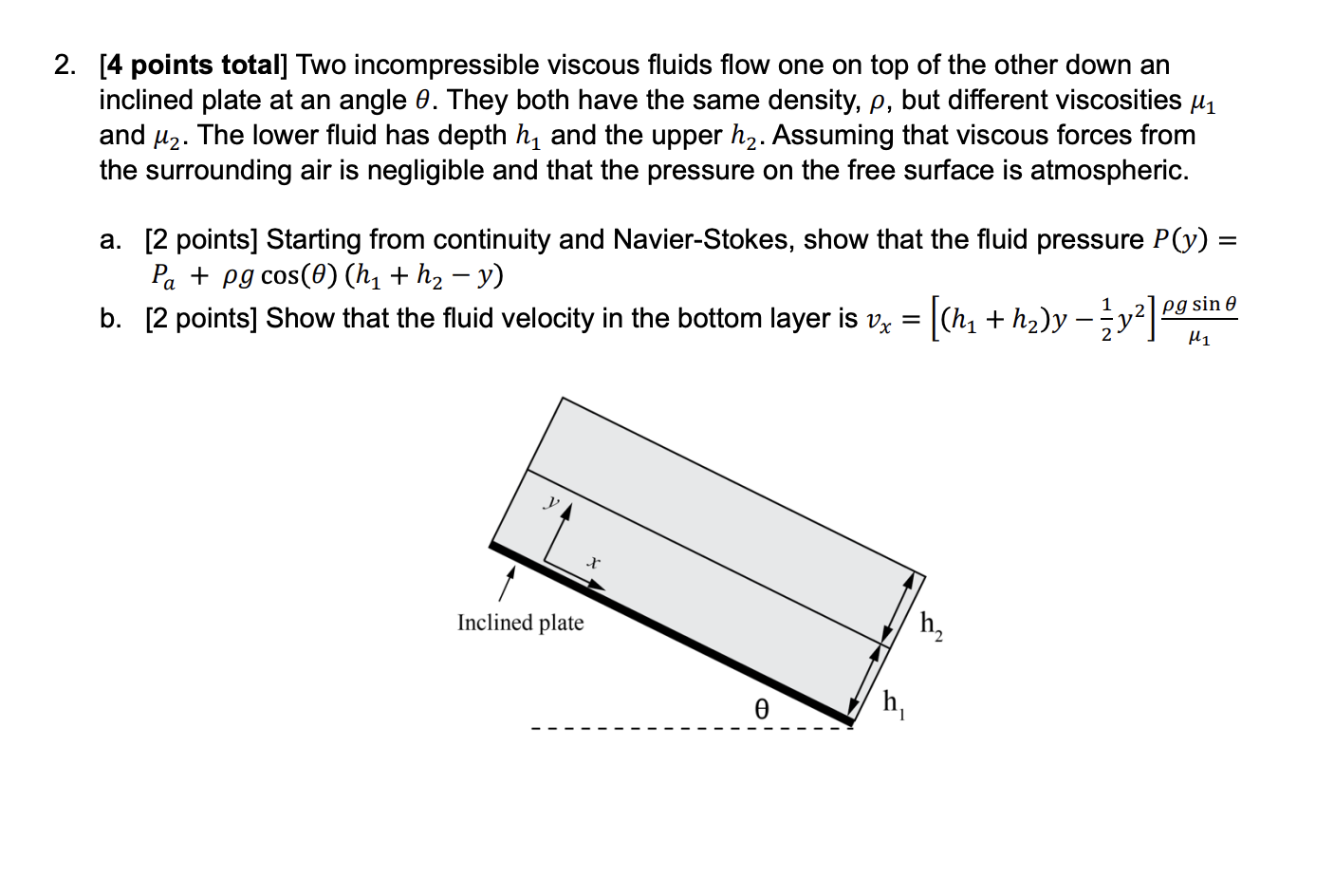 Two incompressible viscous fluids flow one on top