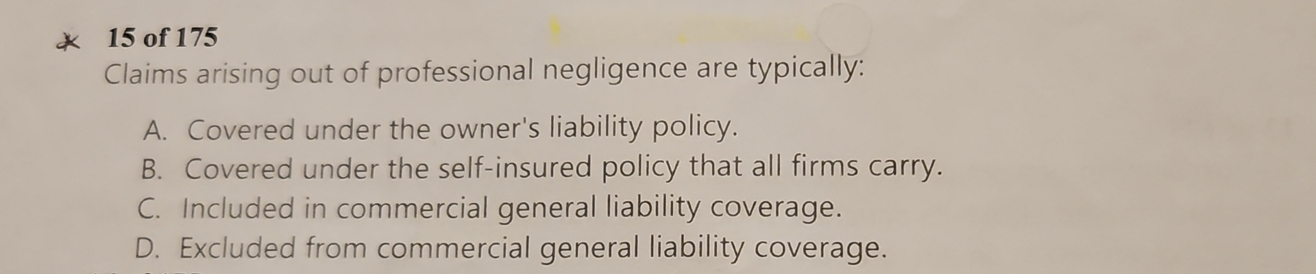 1 5 of 1 7 5 Claims arising out of professional