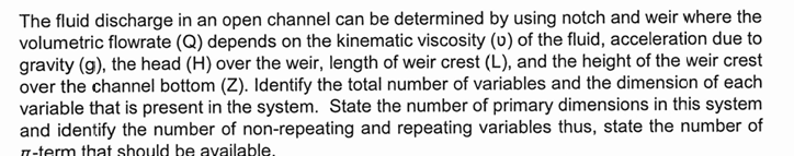 The fluid discharge in an open channel can be