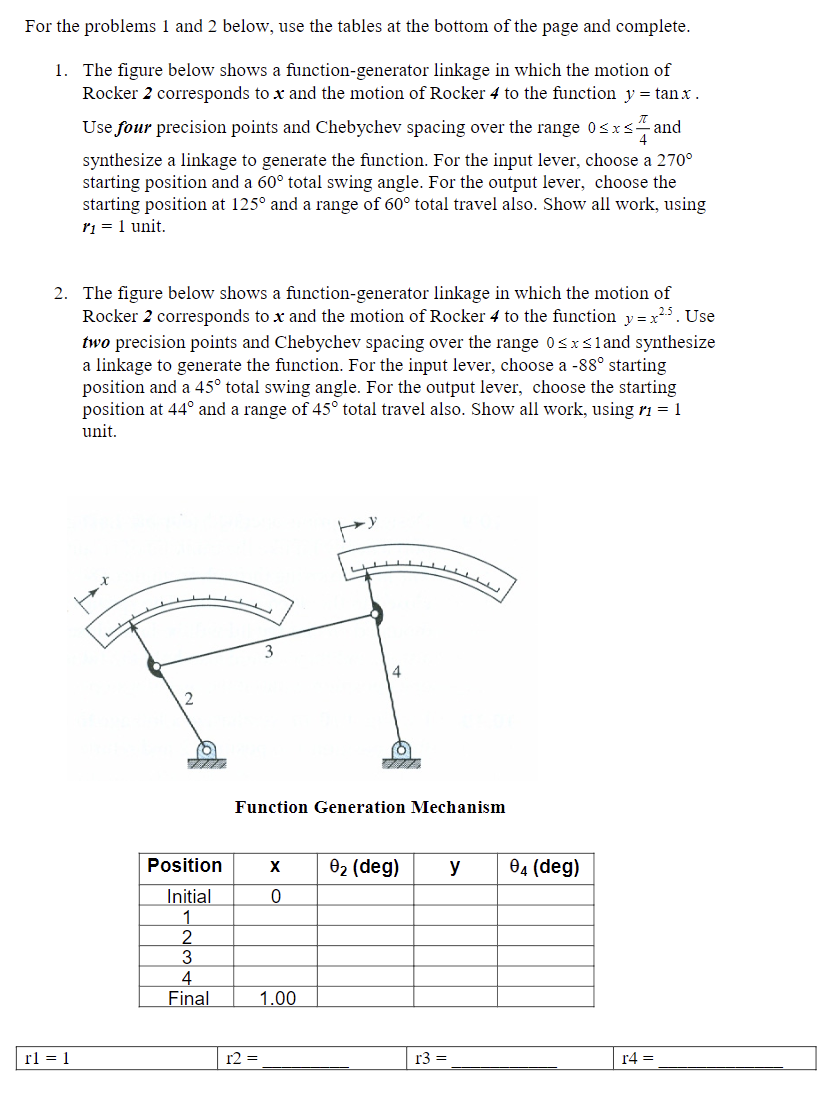 For the problems 1 and 2 below, use the tables at