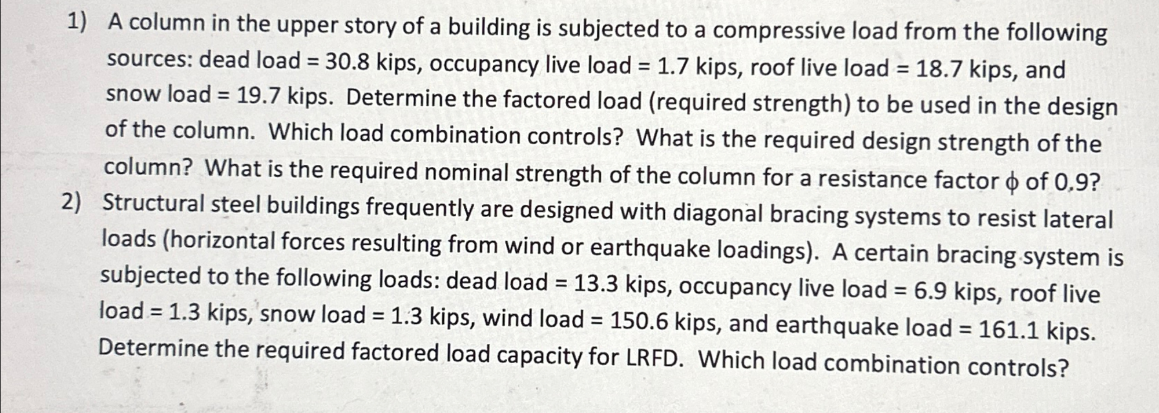 A column in the upper story of a building is
