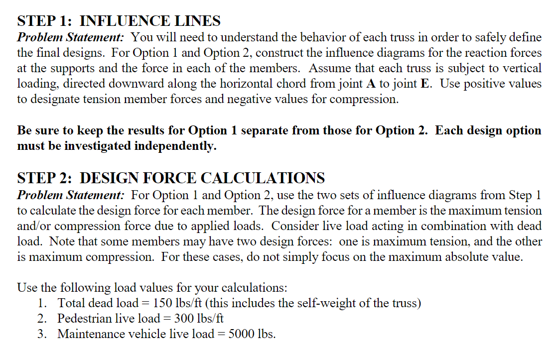 STEP 1 : INFLUENCE LINES Problem Statement: You