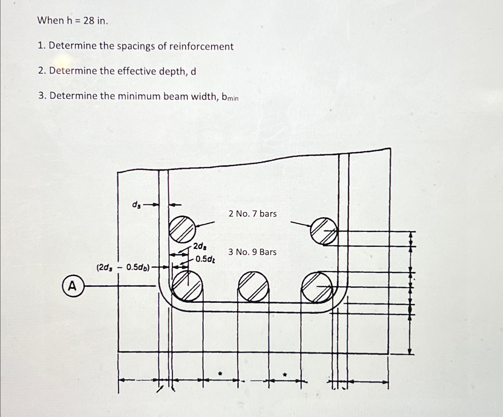 When h = 2 8 in . Determine the spacings of
