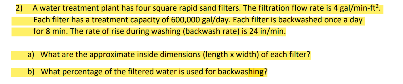 A water treatment plant has four square rapid