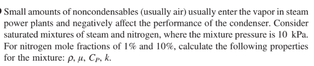 Small amounts of noncondensables ( usually air )