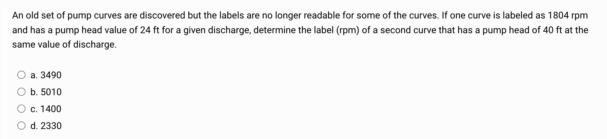 An old set of pump curves are discovered but the