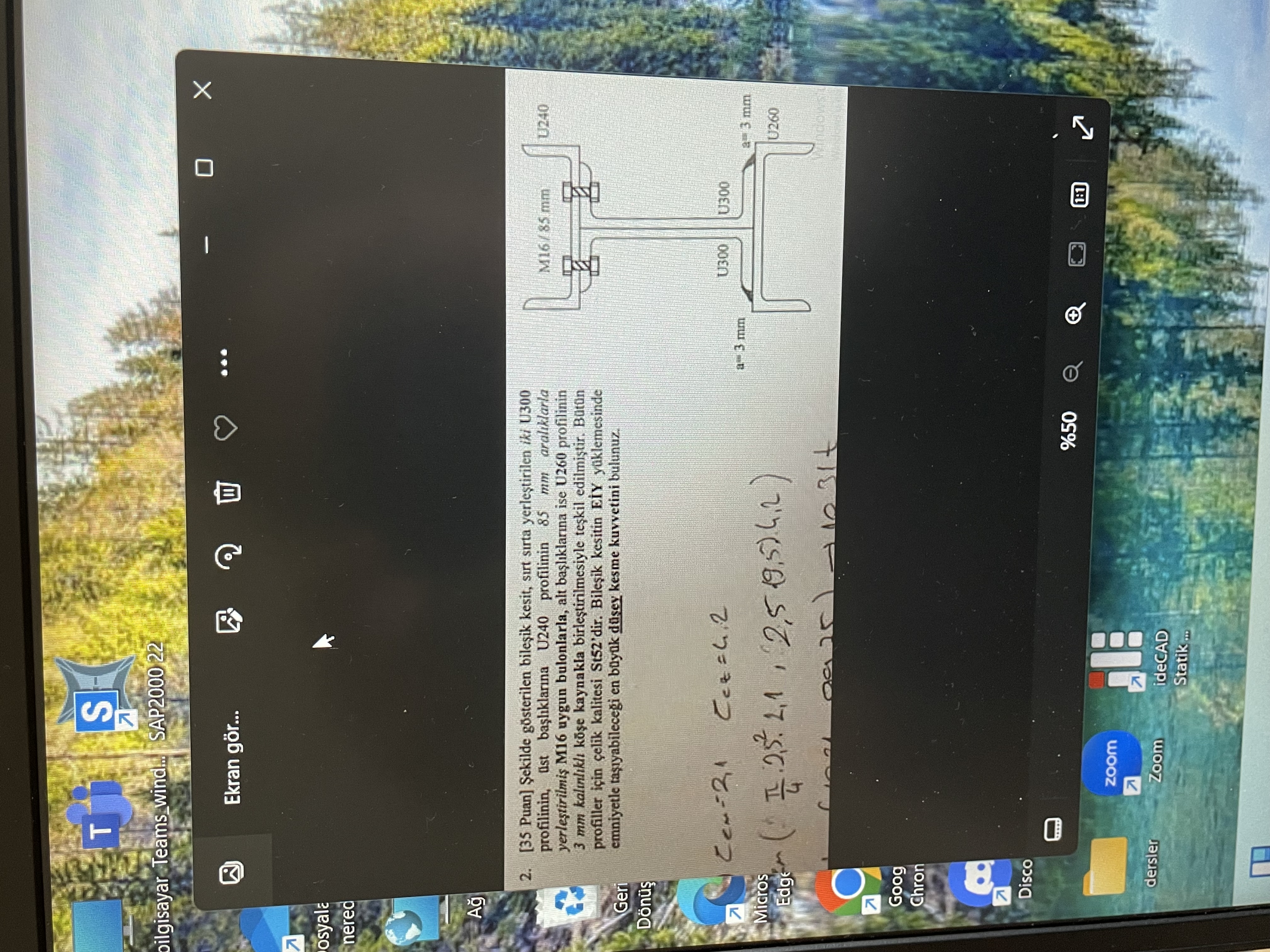 Sekilde g sterilen bile ik kesit s rt s rta