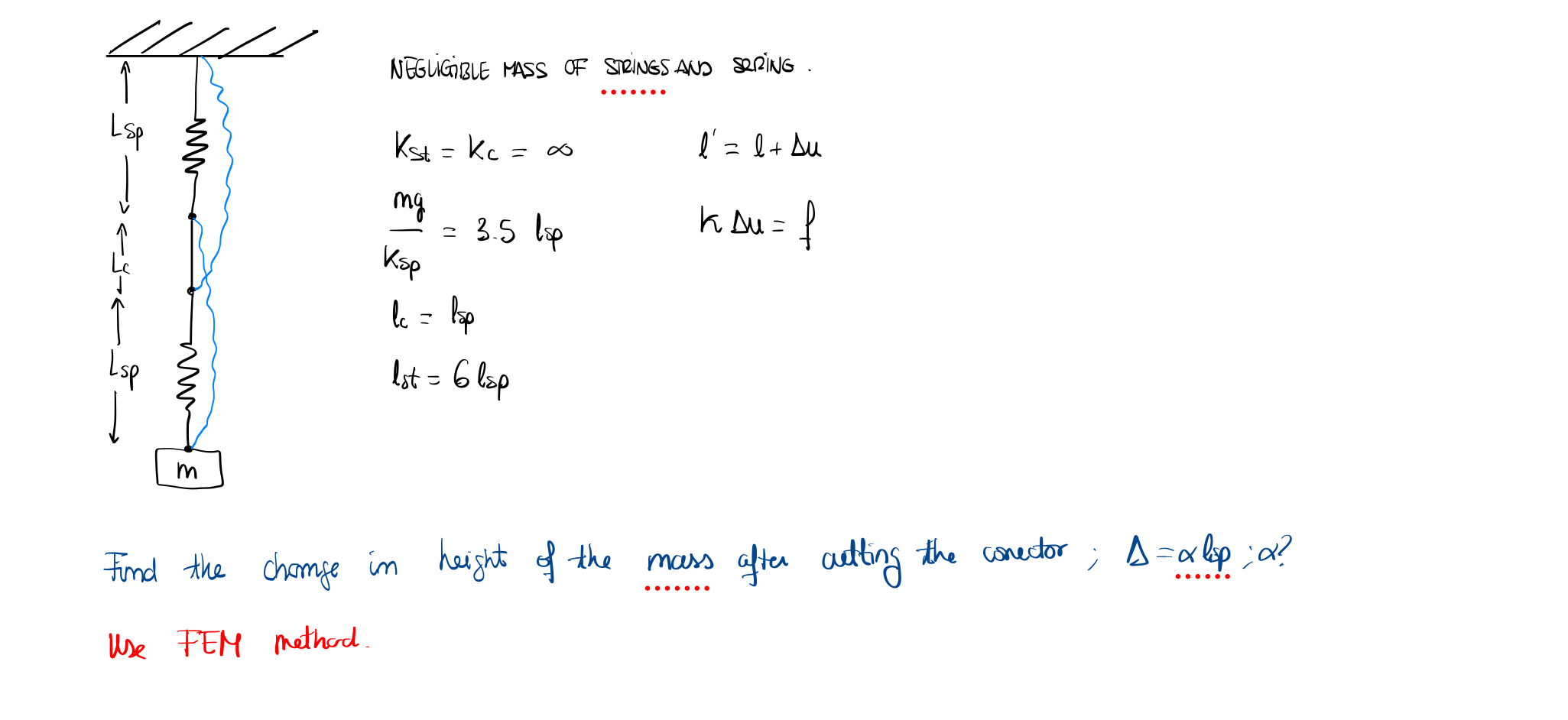 negligible mass of stingsand sering. k s t = k c
