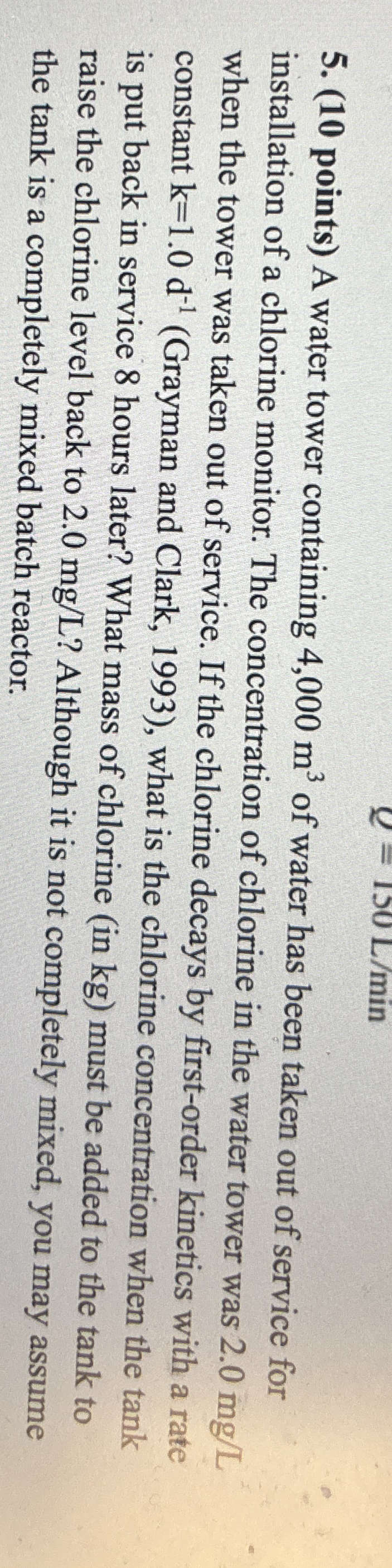 ( 1 0 points ) A water tower containing 4 , 0 0 0