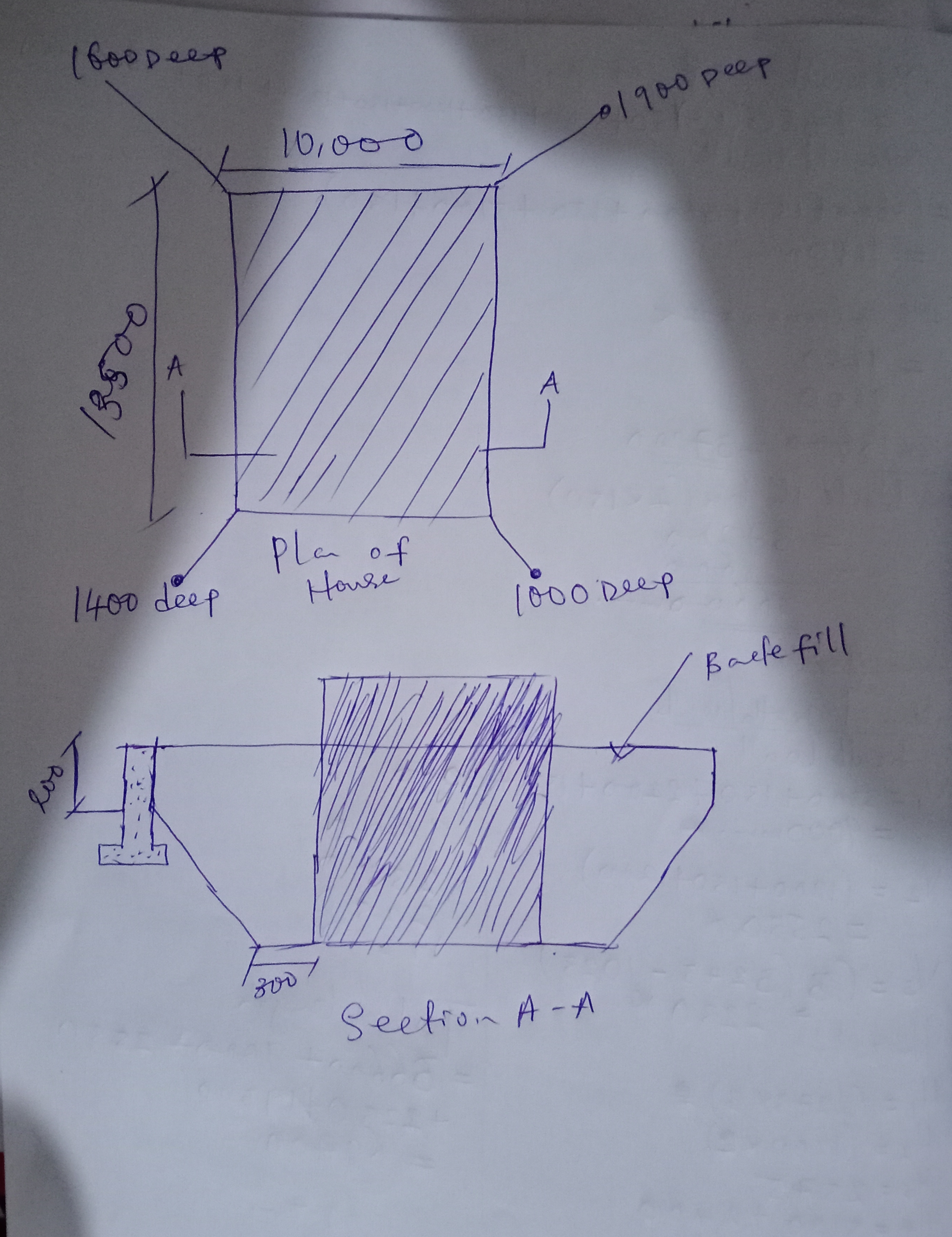 The figure shows the details of a basement
