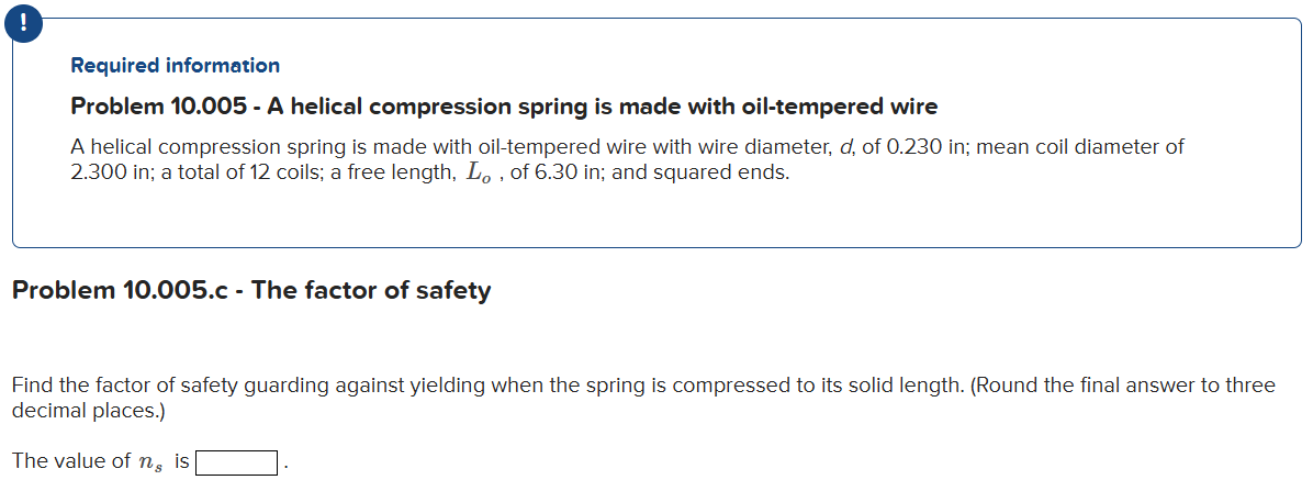 Find the factor of safety guarding against