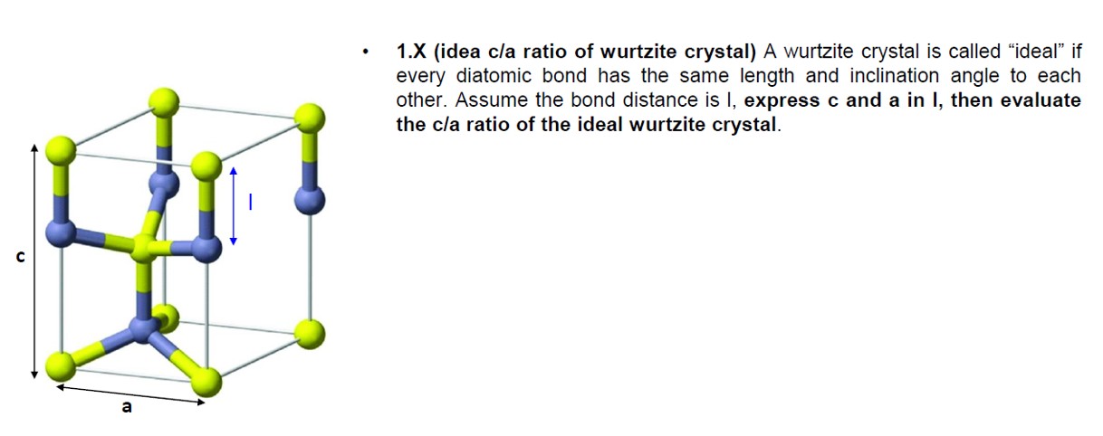 1 . X ( idea c / a ratio of wurtzite crystal ) A
