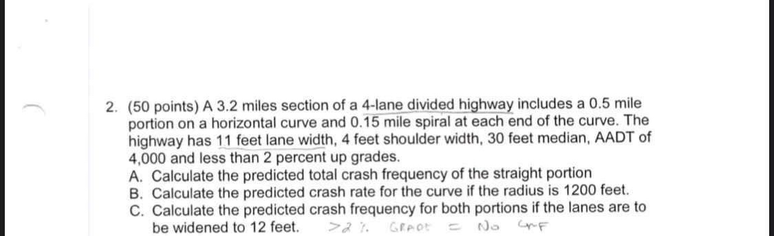 ( 5 0 points ) A 3 . 2 miles section of a 4 -