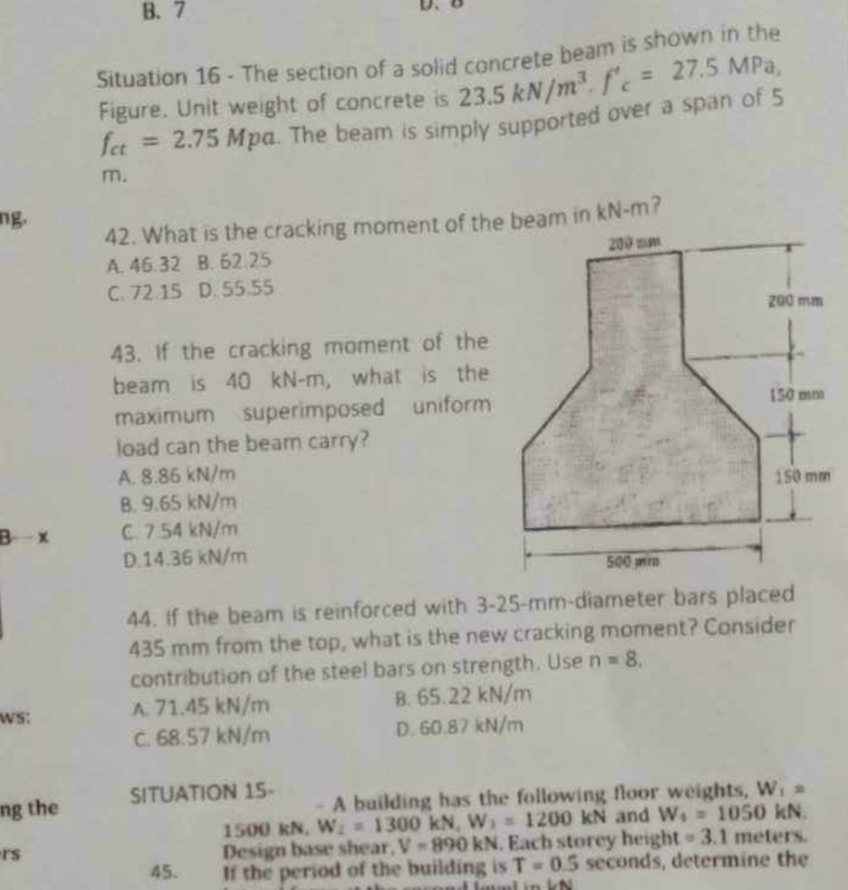 Situation 1 6 . The section of a solid concrete