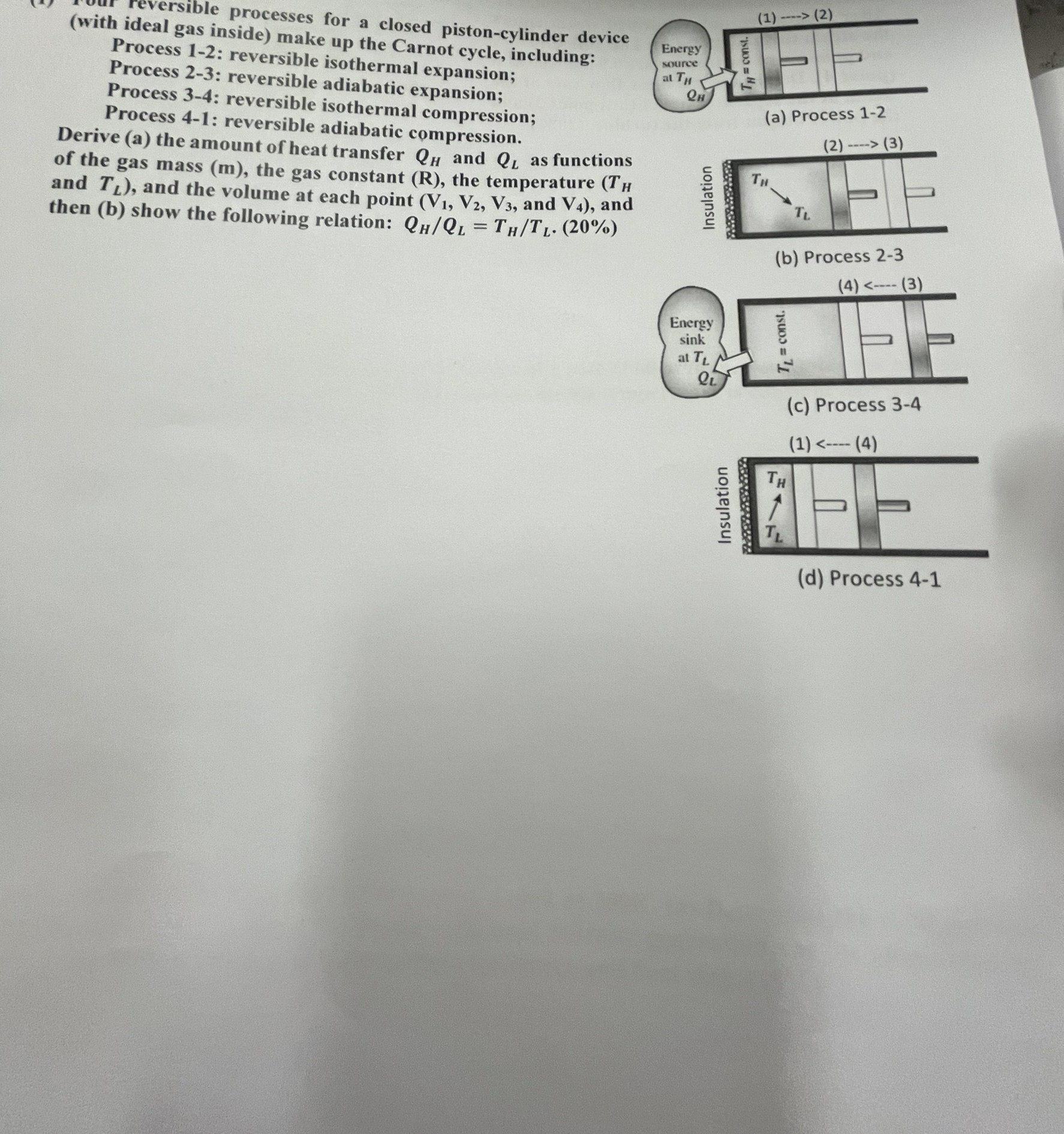 ( with inserses for a closed piston - cylinder