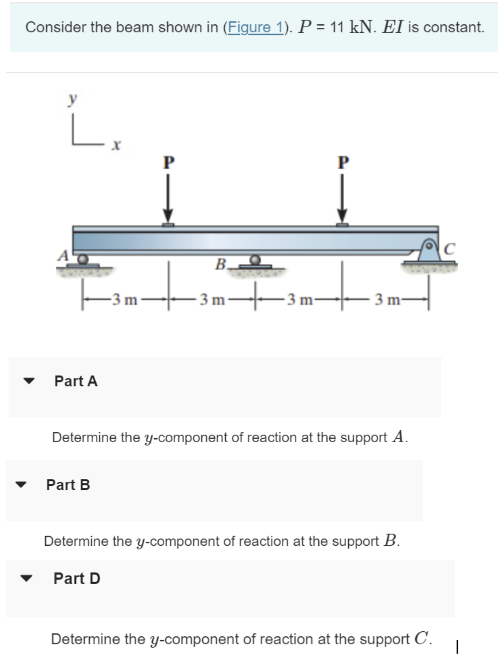 Consider the beam shown in ( Figure 1 ) . P = 1 1