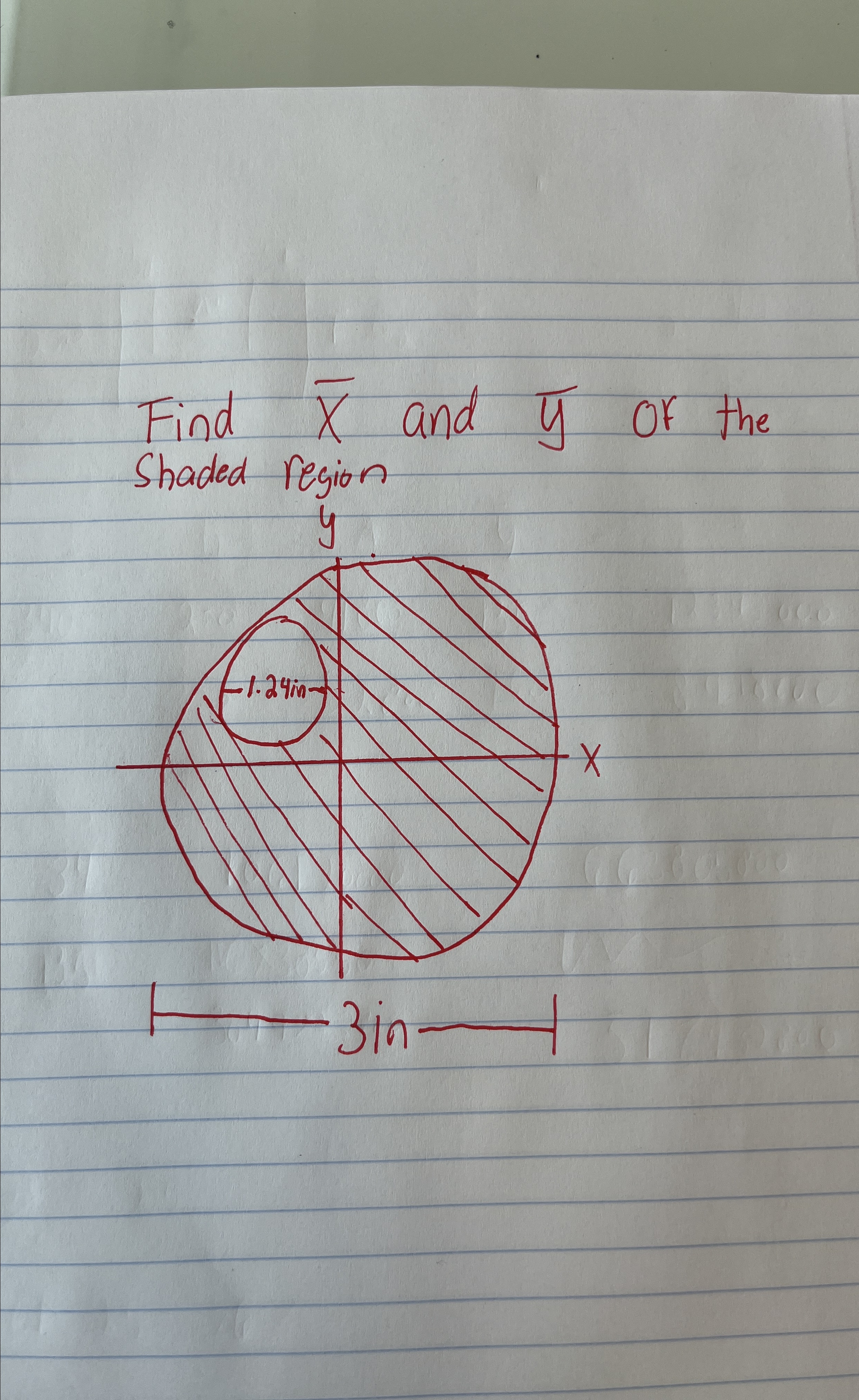 Find x and ? b a r ( y ) of the Shaded region