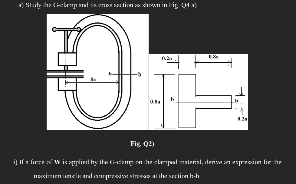 a ) Study the G - clamp and its cross section as