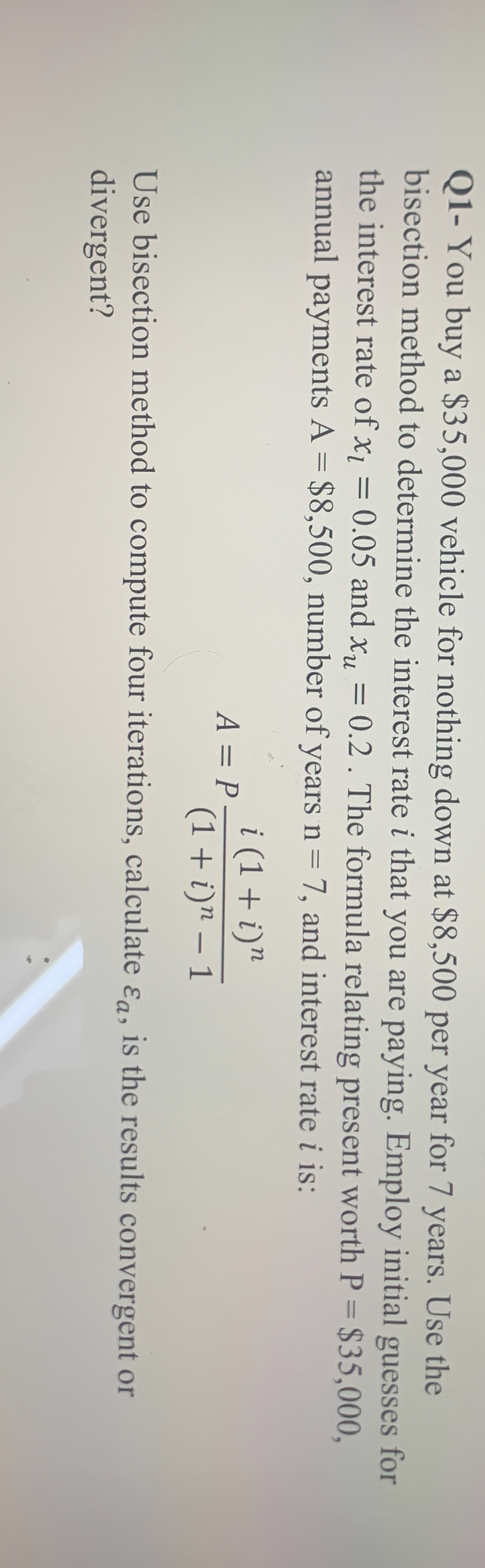 Q 1 - You buy a $ 3 5 , 0 0 0 vehicle for nothing