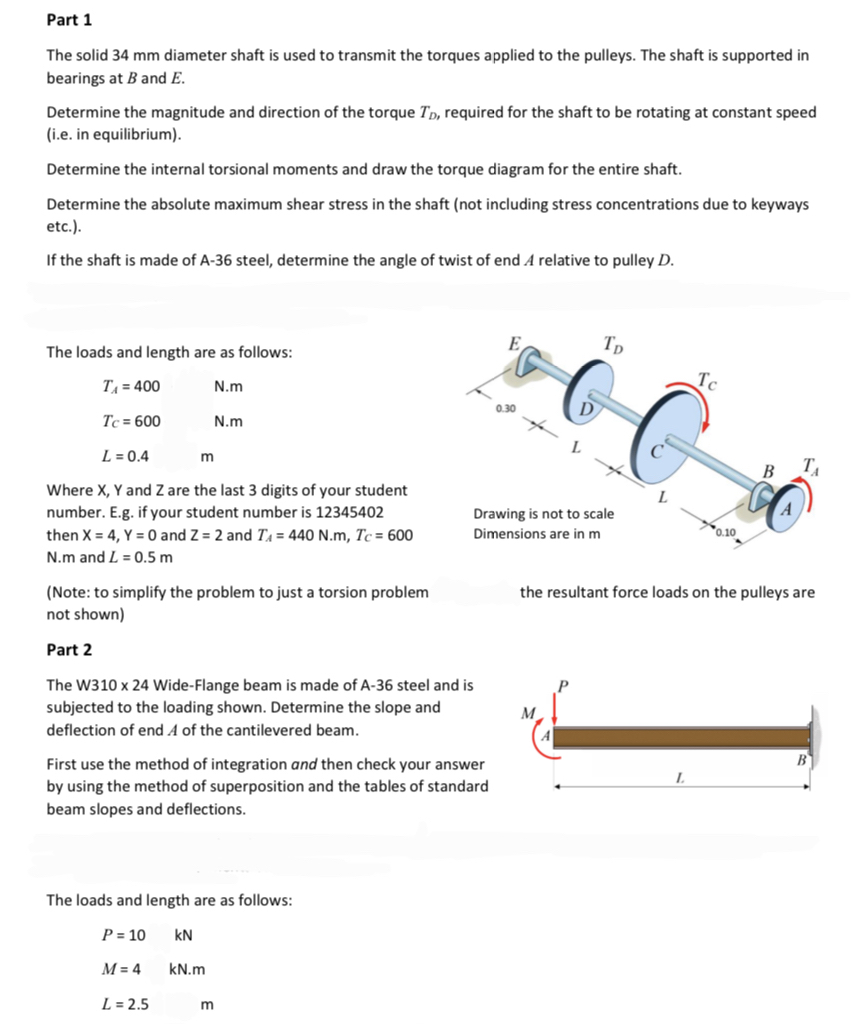 Part 1 The solid 3 4 mm diameter shaft is used to