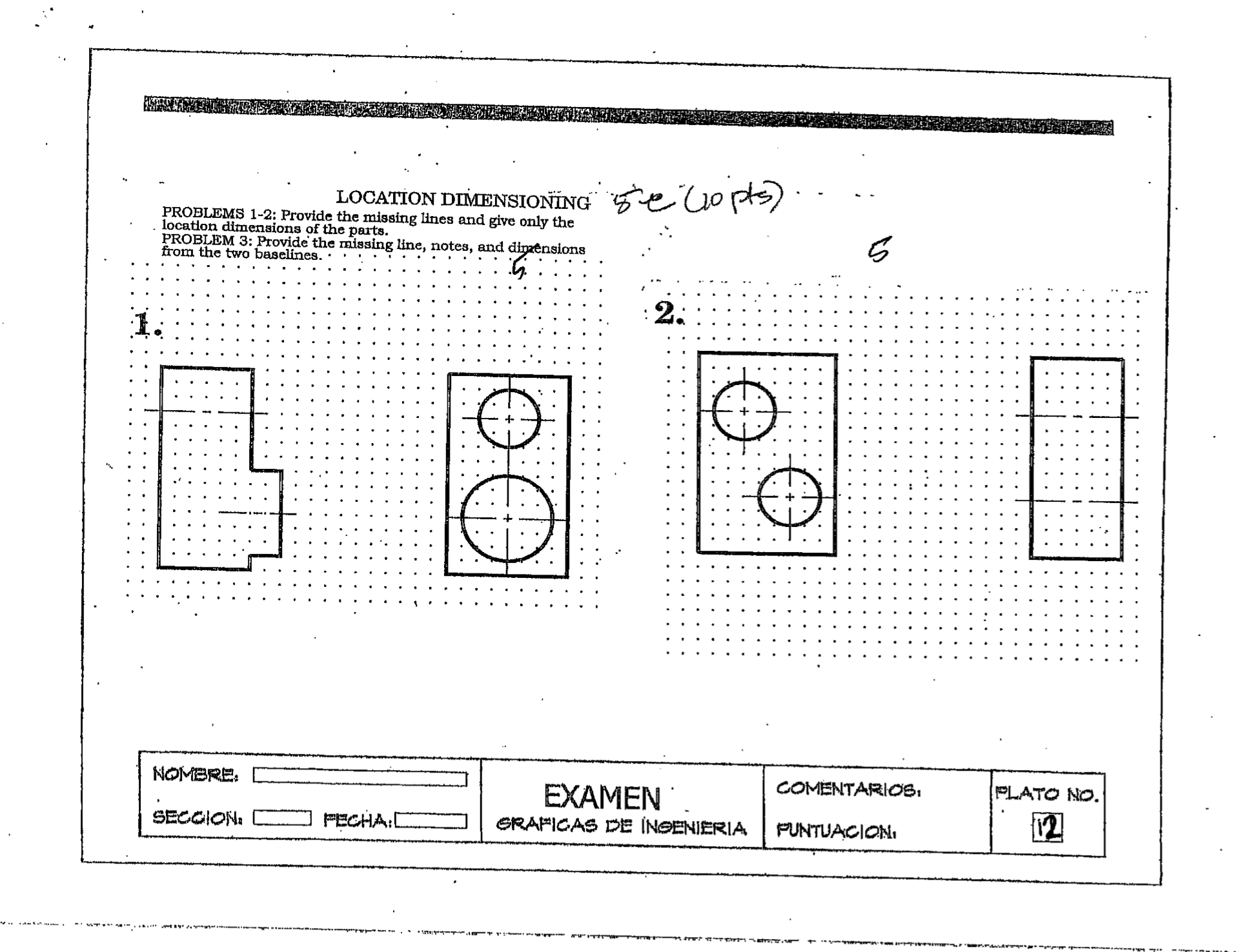Problems 1 - 2 provide the missing lines and give