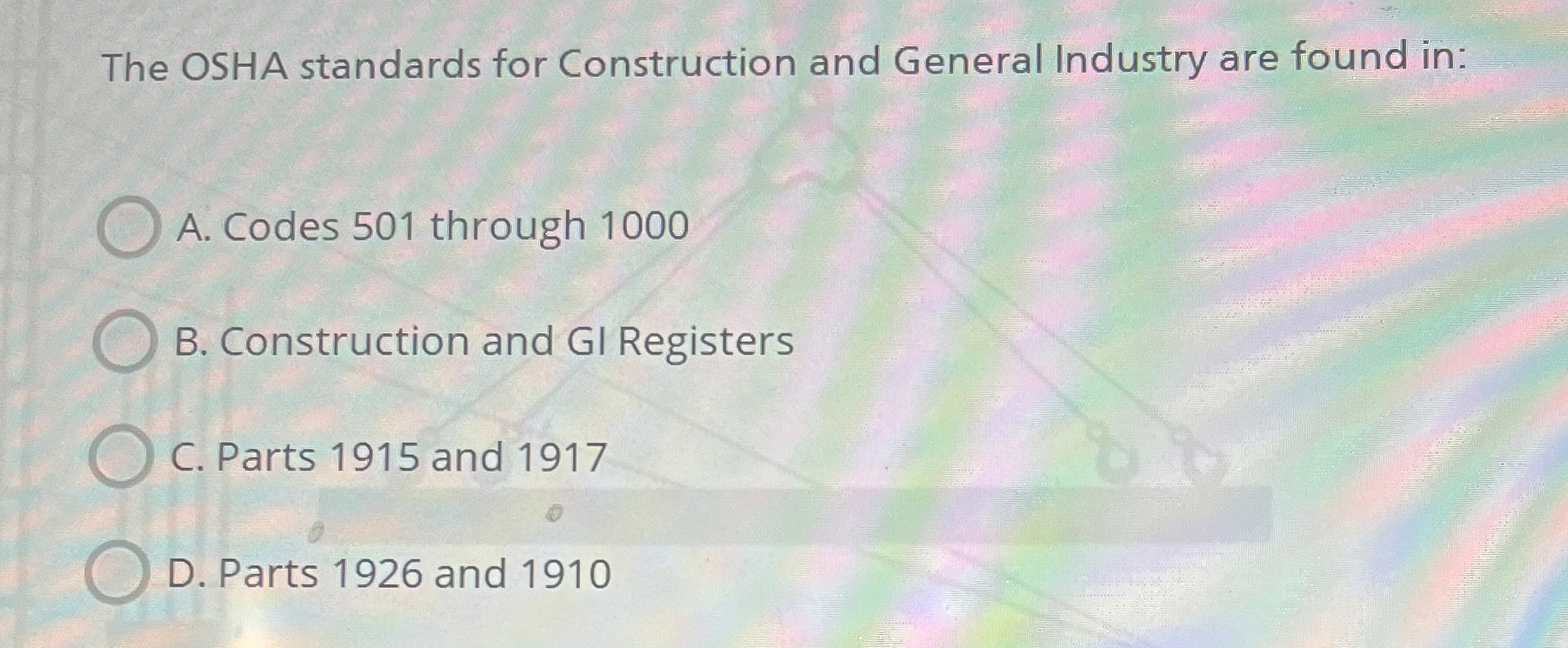 The OSHA standards for Construction and General