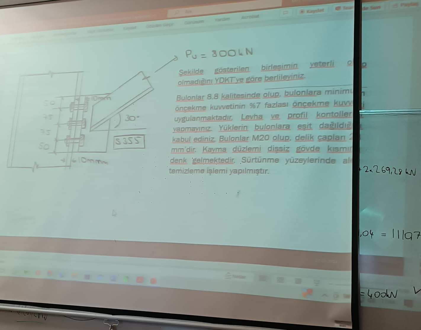 P U = 8 0 0 k N Sekilde fe sterilen birlesimin