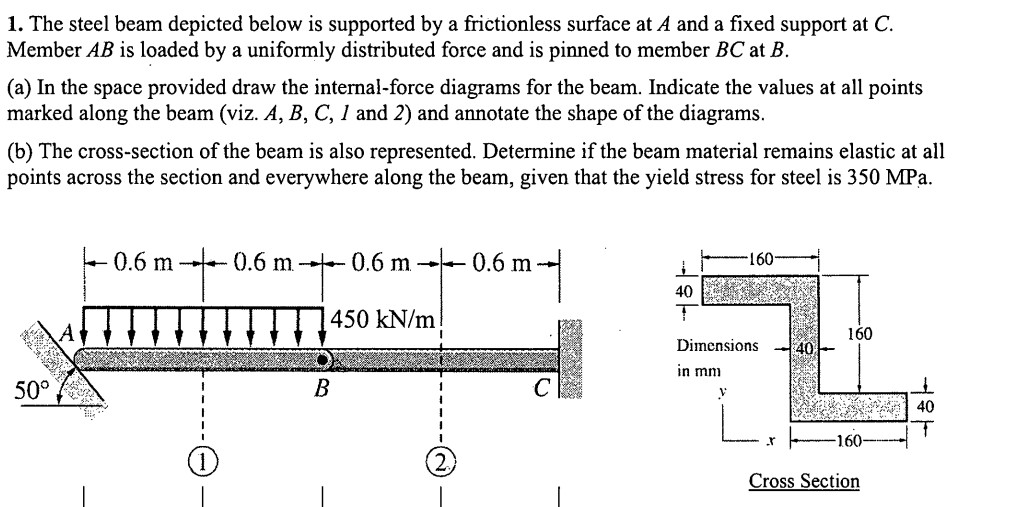 The steel beam depicted below is supported by a
