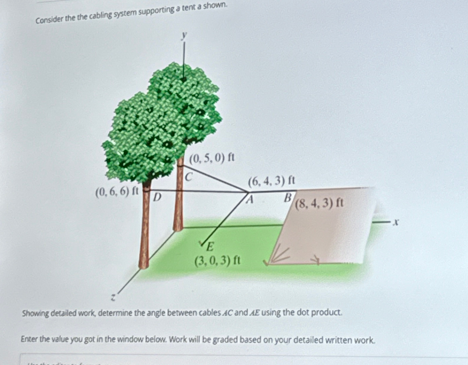 Consider the the cabling system supporting a tent