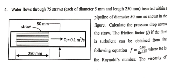 Water flows through 7 5 straws ( each of diameter