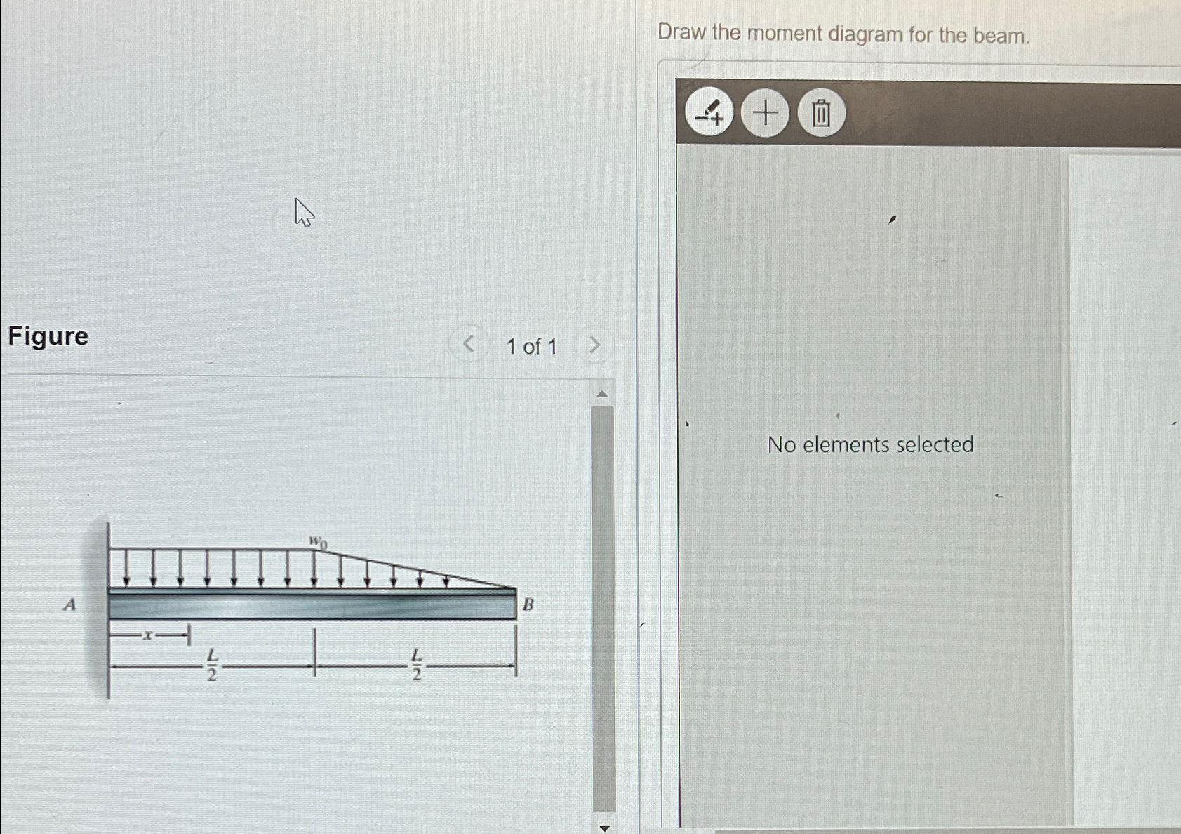 Draw the moment diagram for the beam. Figure 1 of