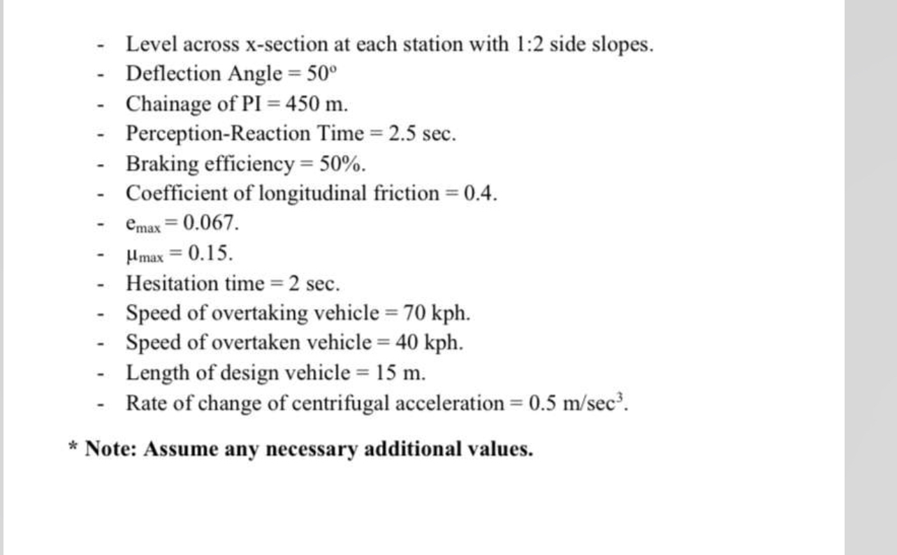 Level across x - section at each station with 1 :