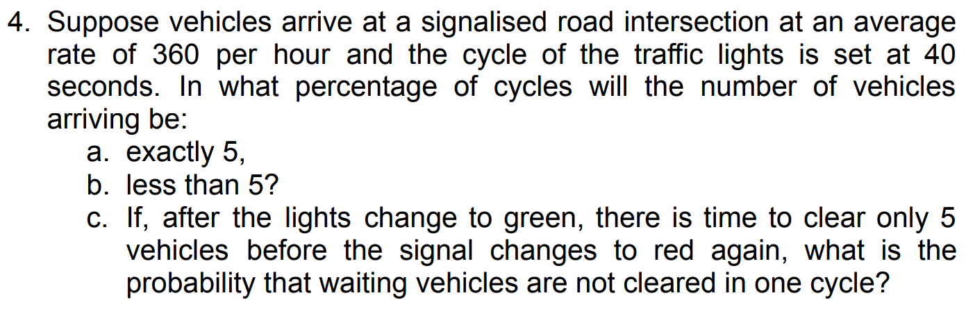 Suppose vehicles arrive at a signalised road