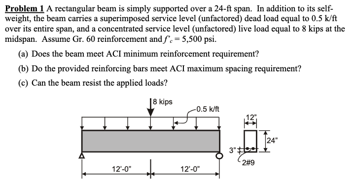 Problem 1 A rectangular beam is simply supported