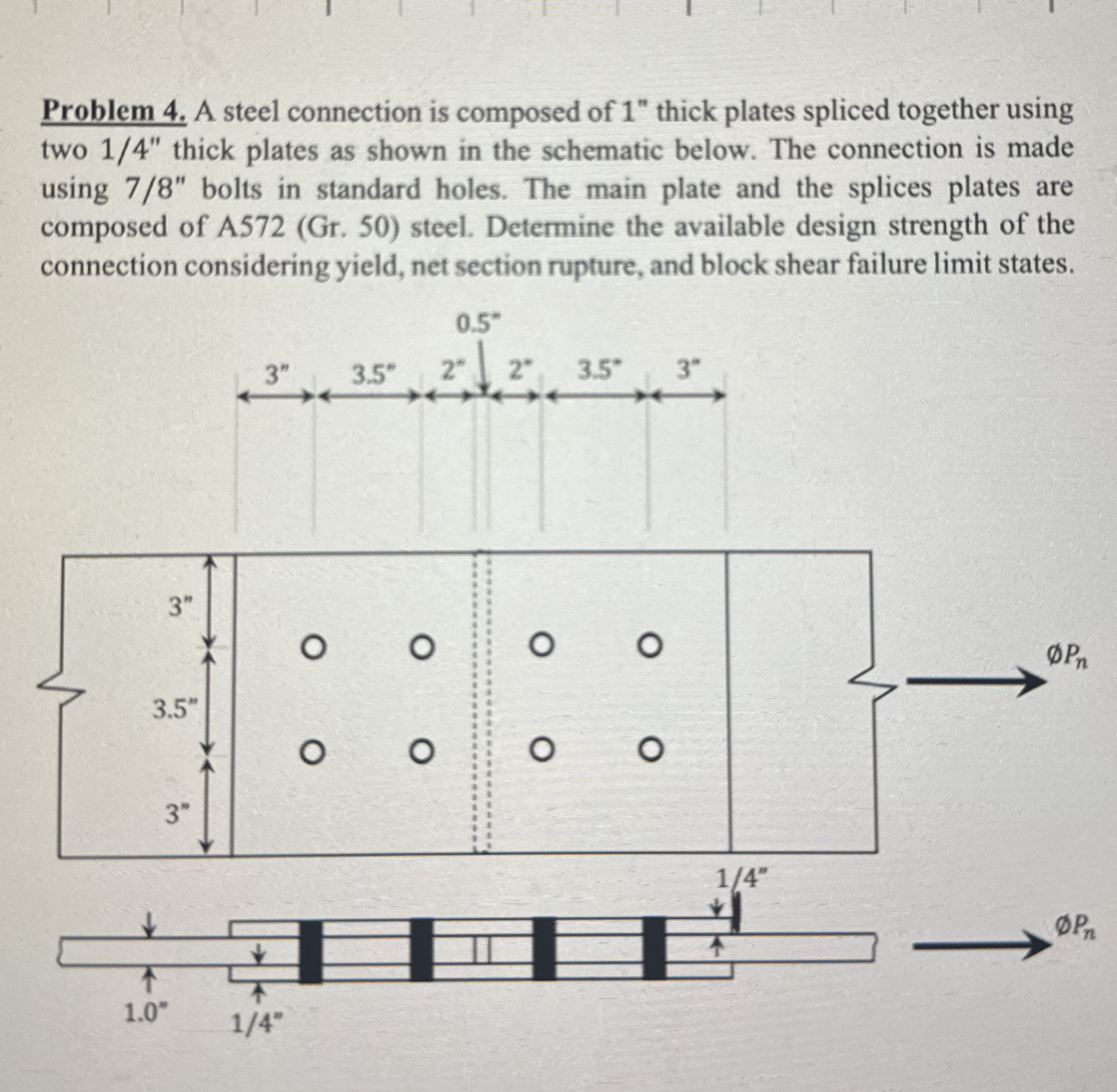 Problem 4 . A steel connection is composed of 1 '