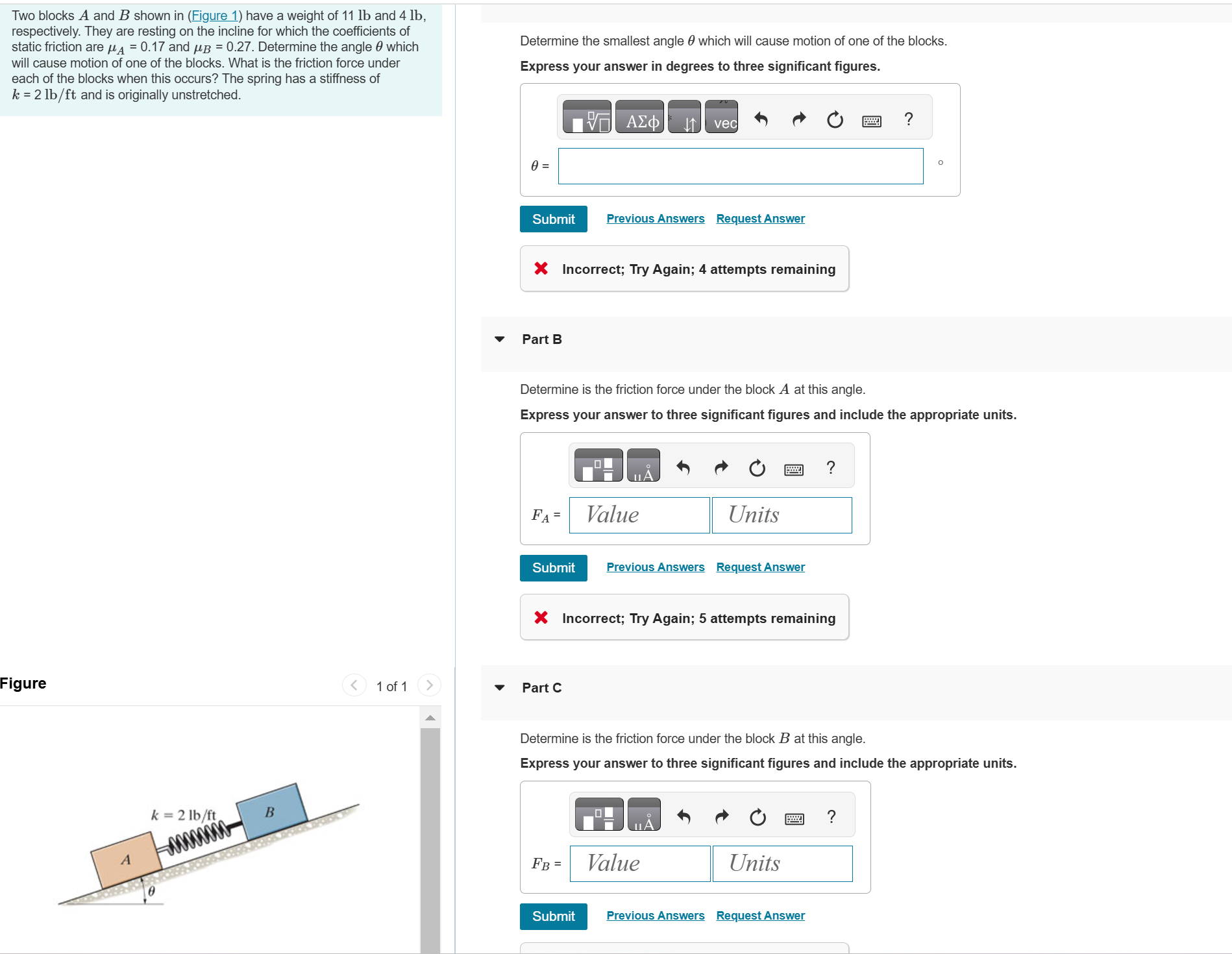 Two blocks \ ( A \ ) and \ ( B \ ) shown in (