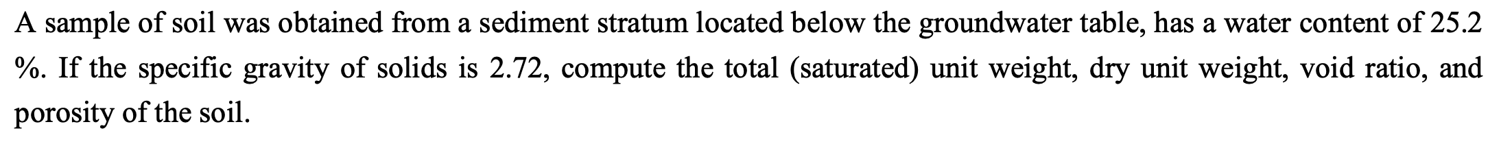 A sample of soil was obtained from a sediment