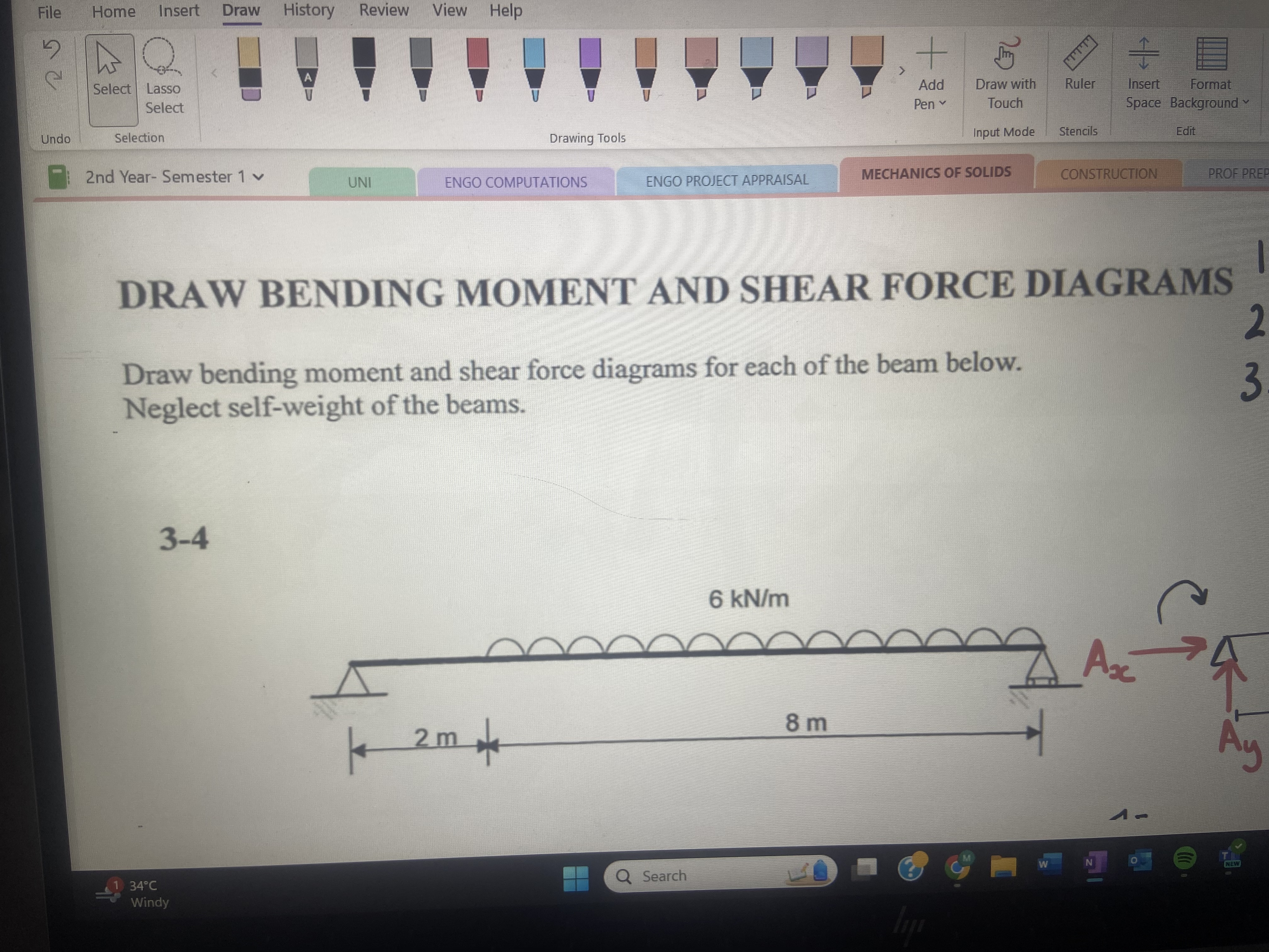 DRAW BENDING MOMENT AND SHEAR FORCE DIAGRAMS Draw