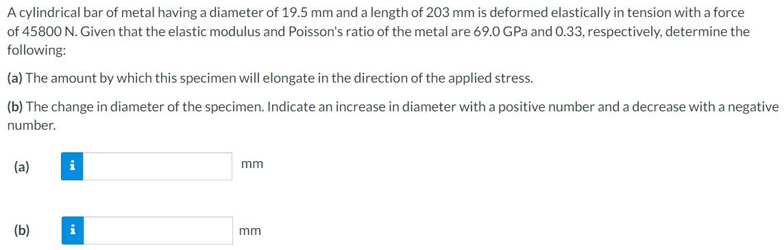 A cylindrical bar of metal having a diameter of 1