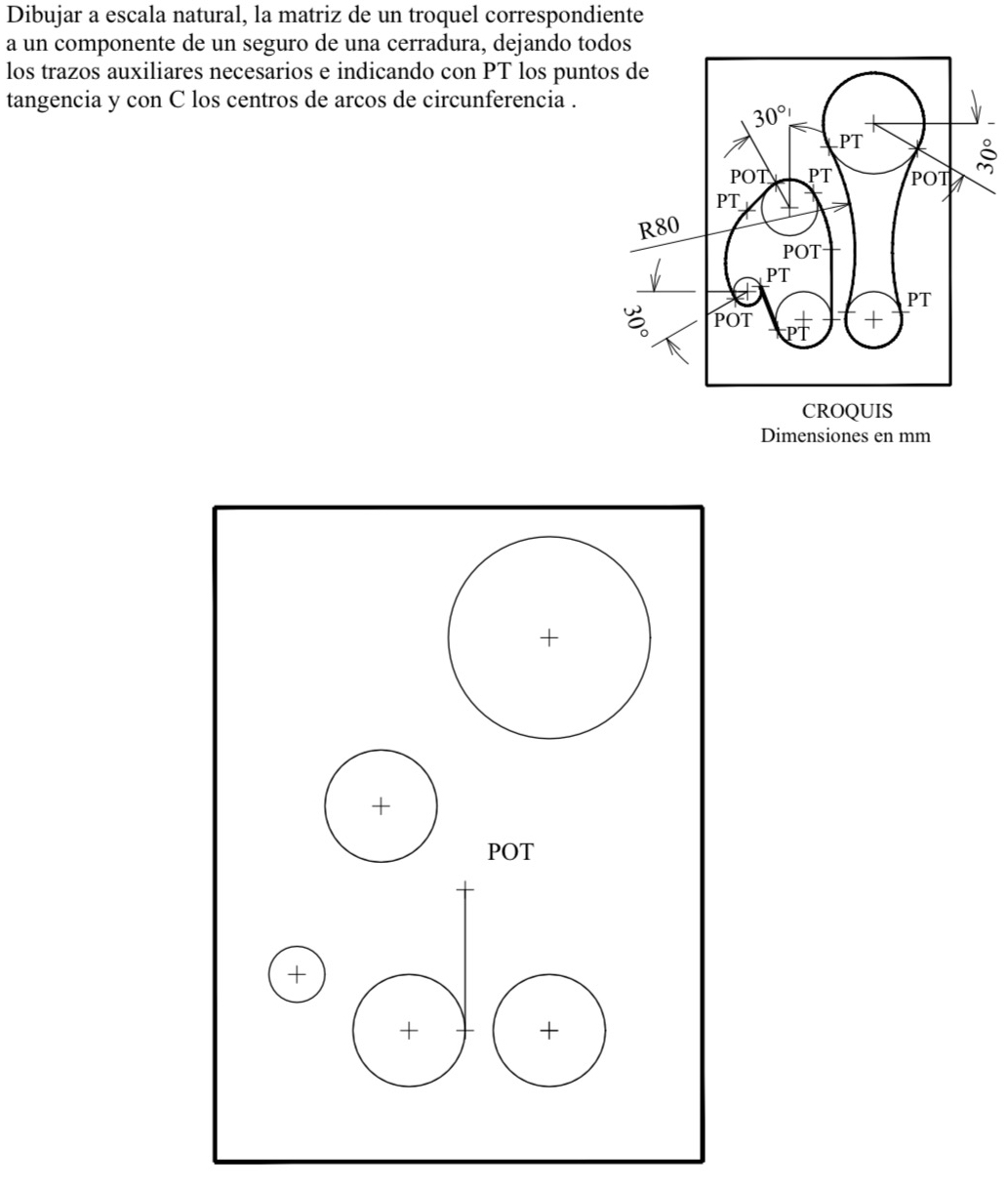 Dibujar a escala natural, la matriz de un troquel