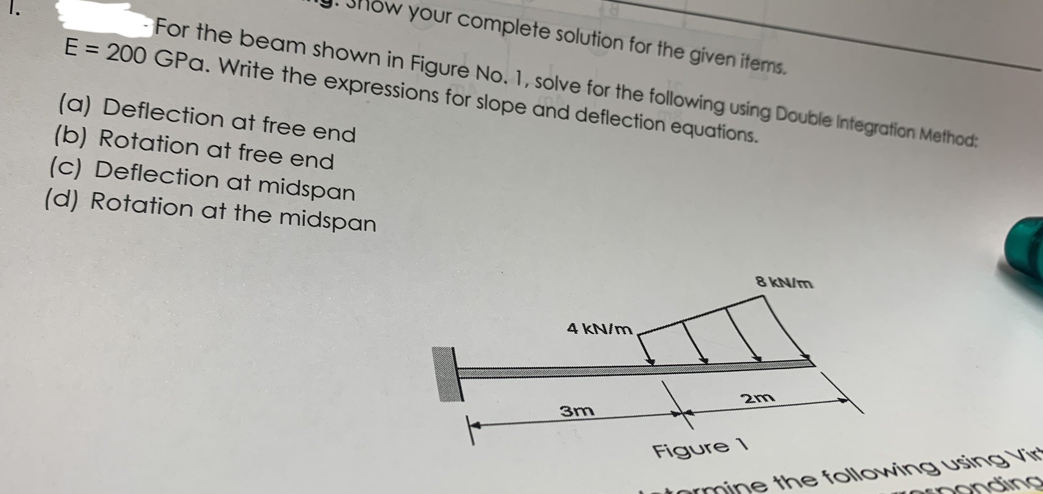 E = 2 0 0 GPa. Write the exprest in Figure No . 1