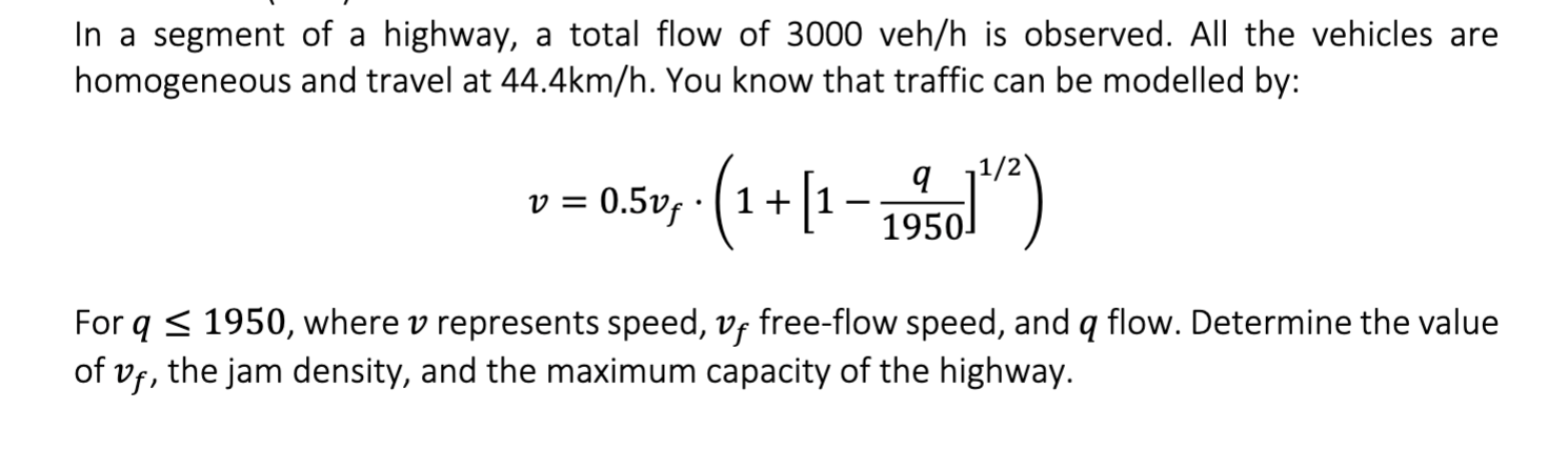In a segment of a highway, a total flow of 3 0 0