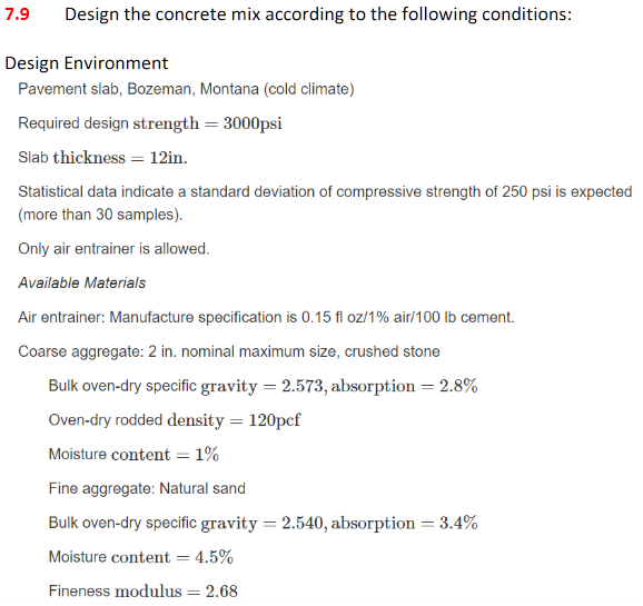 Civil Engineering Materials # 7 . 9 Design the