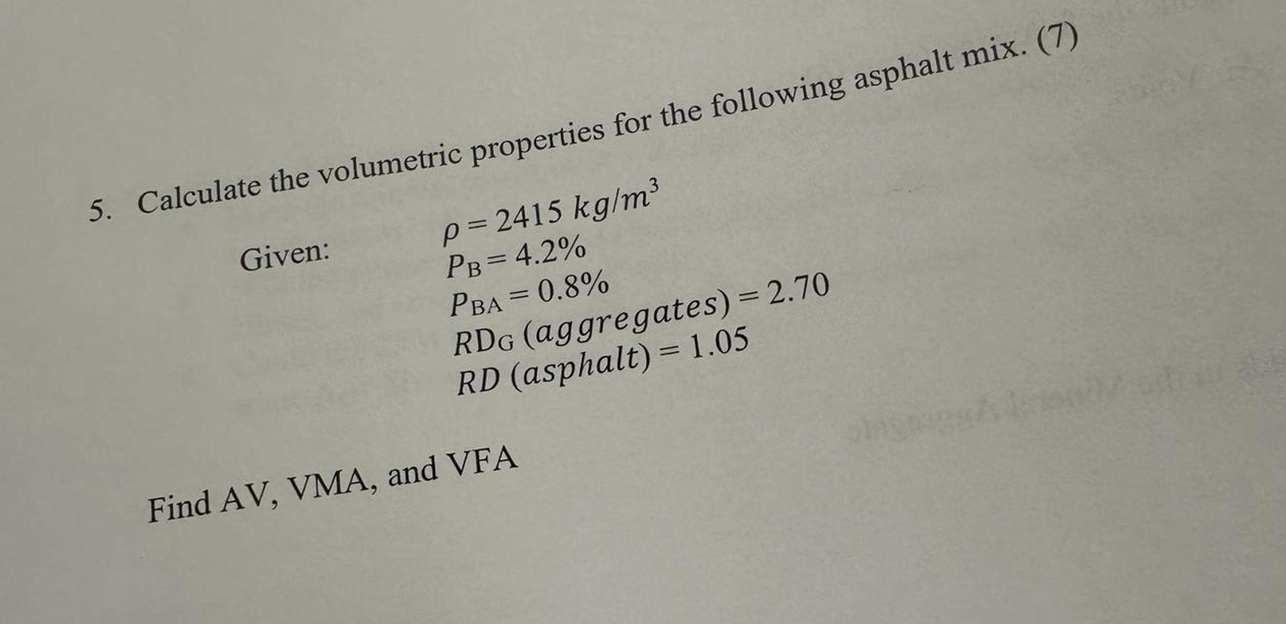 Calculate the volumetric properties for the