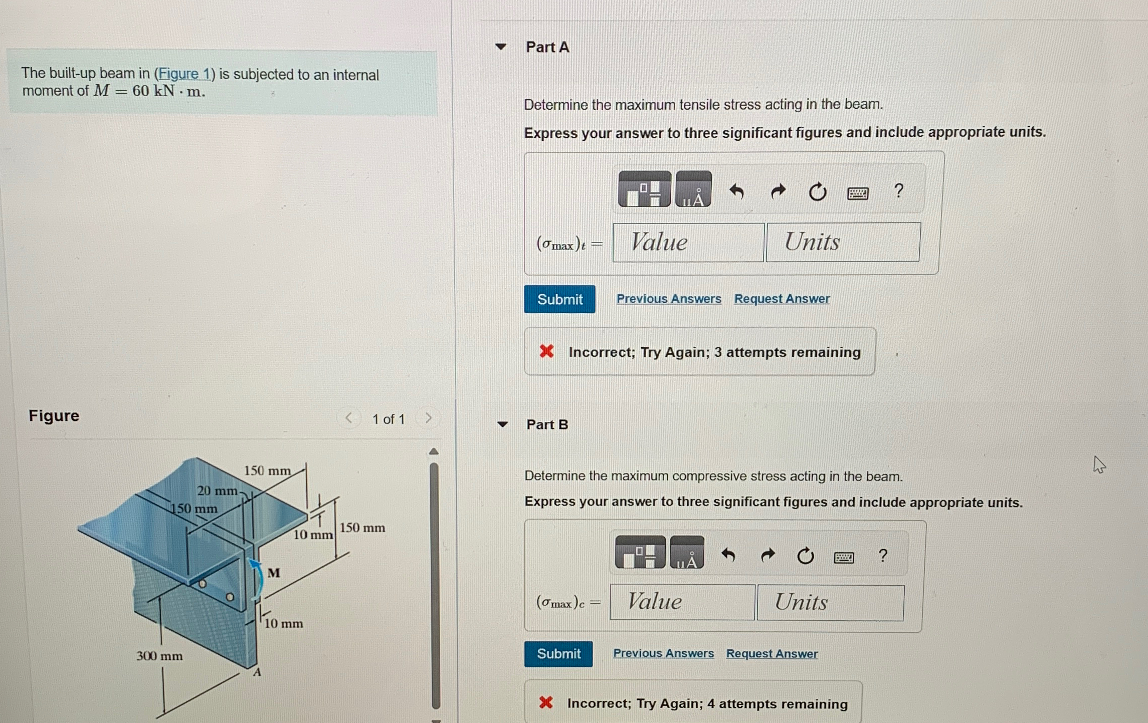 The built - up beam in ( Figure 1 ) is subjected