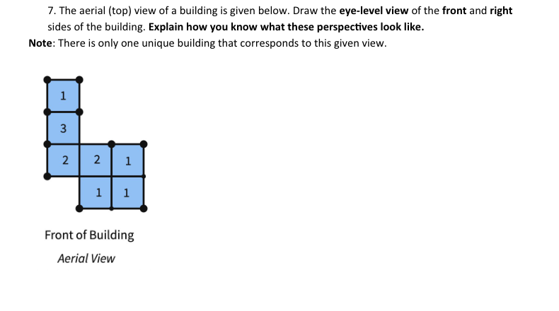 The aerial ( top ) view of a building is given