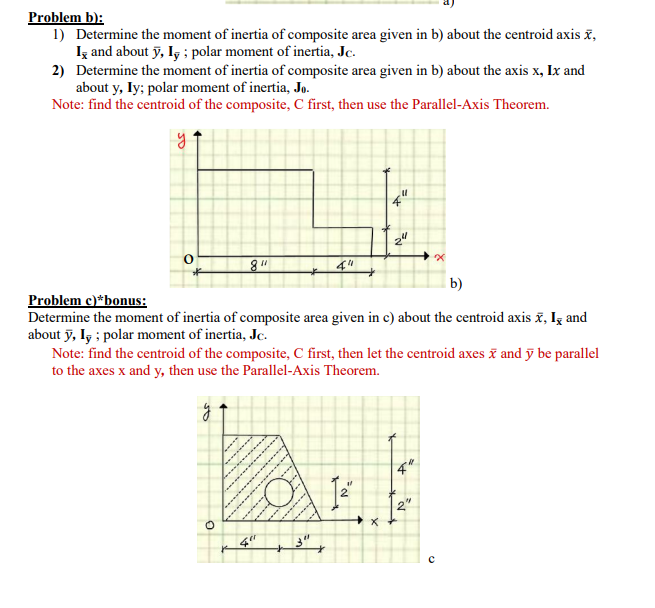 Problem b ) : Determine the moment of inertia of