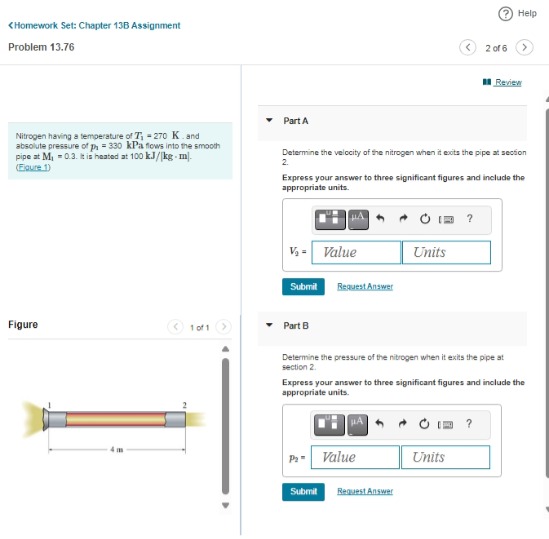 Problem 1 3 . 7 6 Nitrogen having a temperature