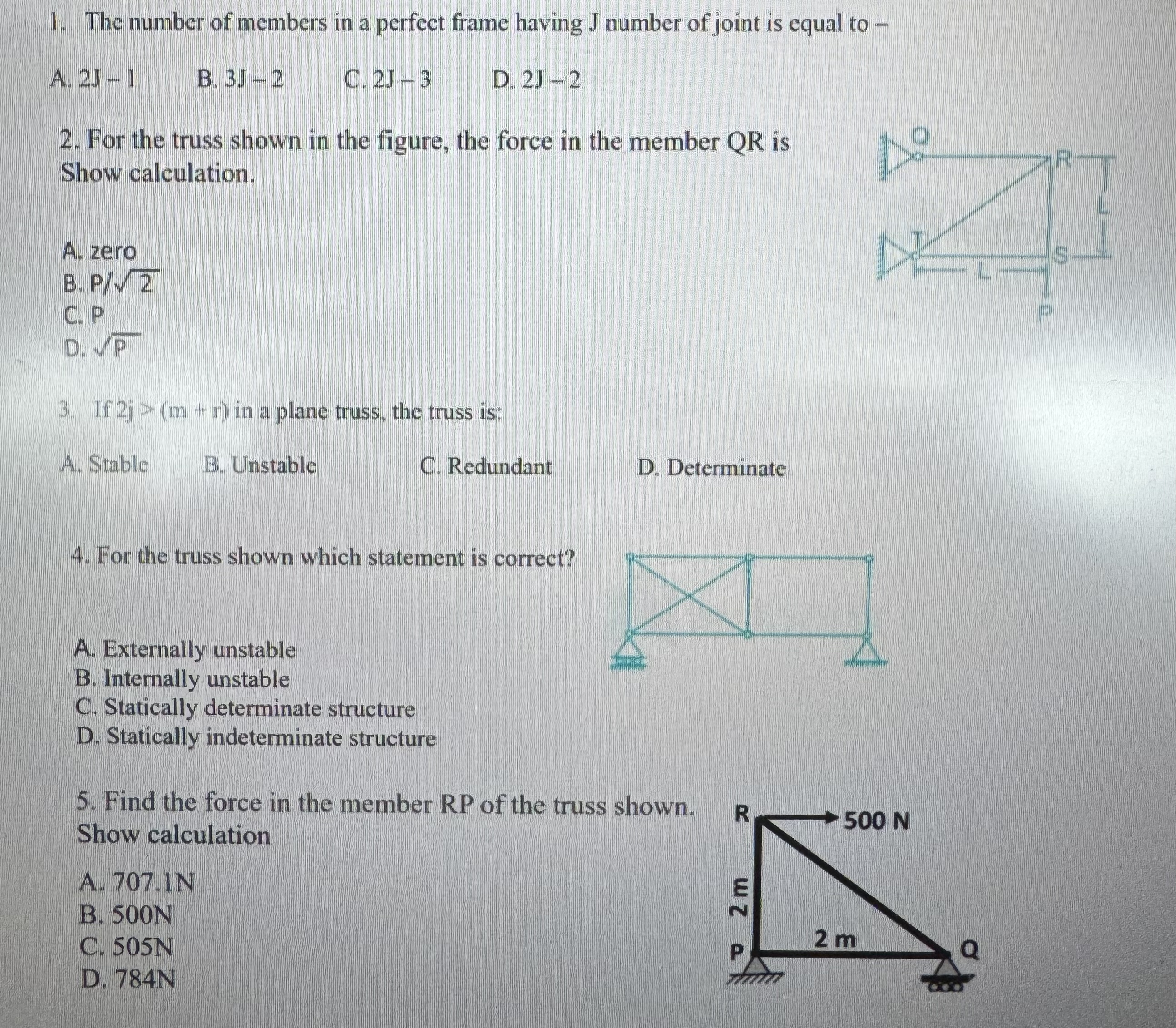 The number of members in a perfect frame having J